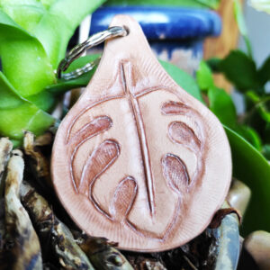 Porte-clés Cuir Feuille monstera