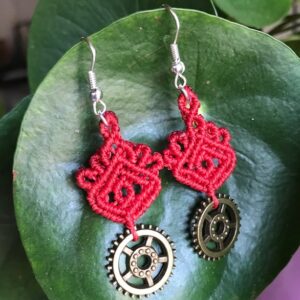 Boucles d'oreilles Steam punk rouges