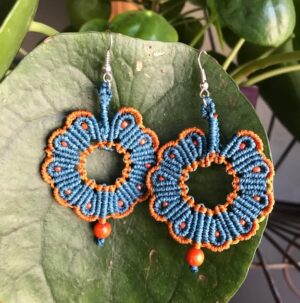 Boucles d'oreilles Grandes fleurs bleues