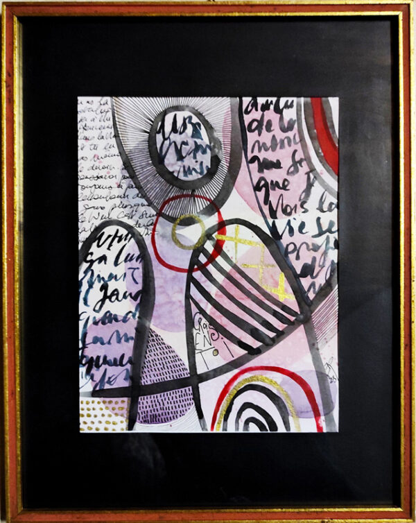 Aquarelle "Nébuleuses 3" encadrée – Œuvre originale abstraite