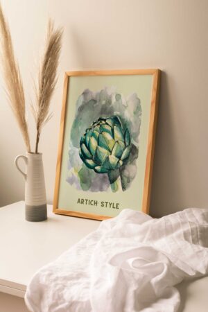 Affiche illustration Artichaut aquarelle avec citation