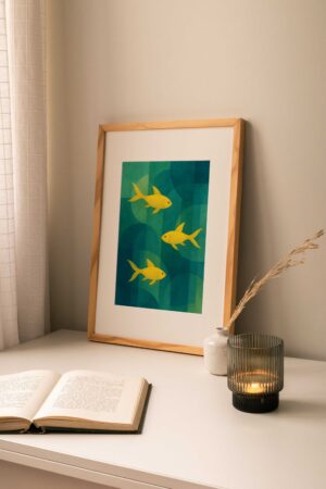 Affiche poissons jaunes abstraits imprimables à télécharger